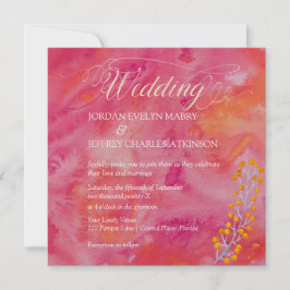 Hot Color Romantic Wedding Einladung