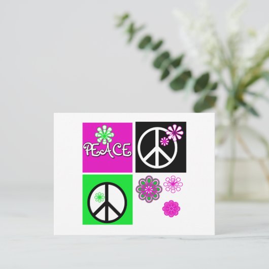 Hot Colors Peace Postkarte (Stehend Vorderseite)