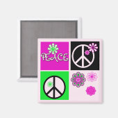 Hot Colors Peace T - Shirt und Geschenke Magnet (Vorderseite/Rückseite)