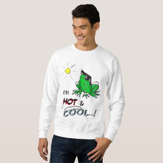 Hot & Cool Frog Cartoon Cust. Sweatshirt (Vorne ganz)