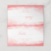 Hot Coral Bright Wasserfarbe Tischnummer Sitzplätz Platzkarte (Außenseite Aufgefaltet)
