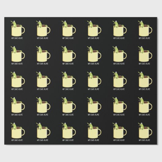 Hot Croc Colate Funny Crocodile Pun Dark BG Geschenkpapier (Flach)