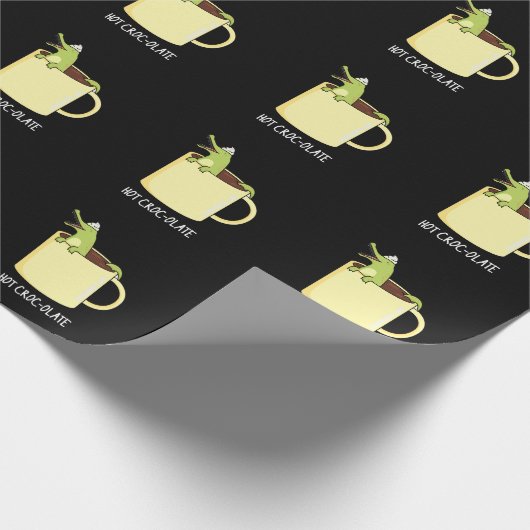 Hot Croc Colate Funny Crocodile Pun Dark BG Geschenkpapier (Ecke)