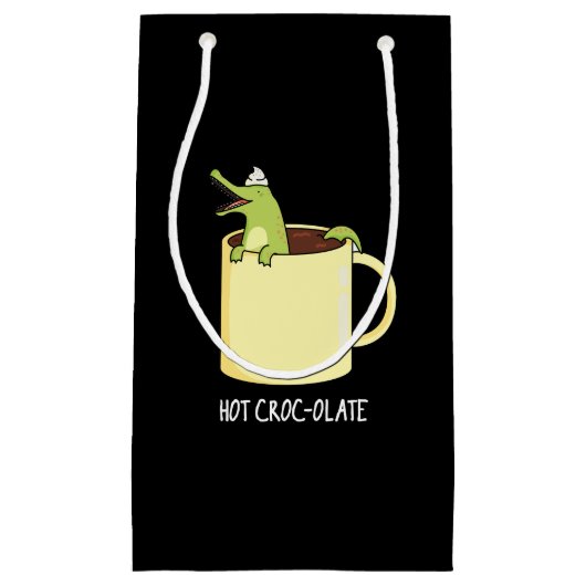 Hot Croc Colate Funny Crocodile Pun Dark BG Kleine Geschenktüte (Vorderseite)