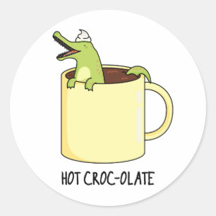 Hot Croc Colate Funny Crocodile Pun Runder Aufkleber