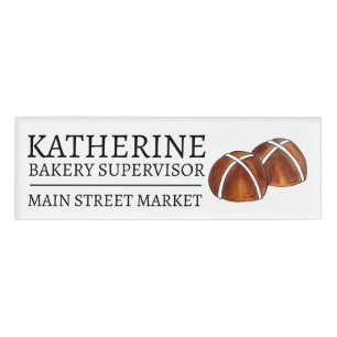 Hot Cross Bun British Food Bakery Brot Baker Café Namenschild