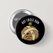 Hot Cross Bun Funny Food Pub Dark BG Button (Vorne & Hinten)