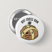 Hot Cross Bun Funny Food Puff Button (Vorne & Hinten)
