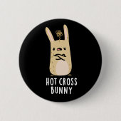 Hot Cross Bunny Funny Angry Rabbit Pub Dark BG Button (Vorderseite)