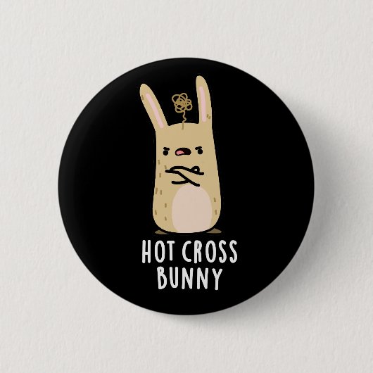 Hot Cross Bunny Funny Angry Rabbit Pub Dark BG Button (Vorderseite)