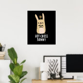 Hot Cross Bunny Funny Angry Rabbit Pub Dark BG Poster (Heimbüro)