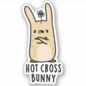 Hot Cross Bunny Funny Angry Rabbit Puff Aufkleber (Vorderseite)