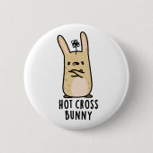 Hot Cross Bunny Funny Angry Rabbit Puff Button (Vorderseite)