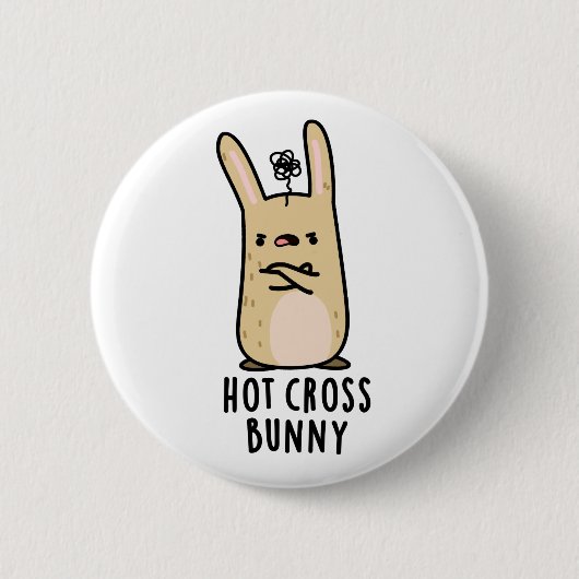 Hot Cross Bunny Funny Angry Rabbit Puff Button (Vorderseite)
