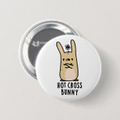 Hot Cross Bunny Funny Angry Rabbit Puff Button (Vorne & Hinten)