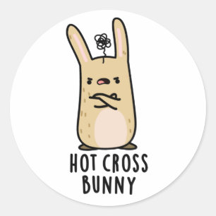 Hot Cross Bunny Funny Angry Rabbit Puff Runder Aufkleber