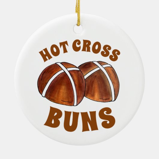 Hot Cross Buns Britische Backgebäck Keramik Ornament (Hinten)