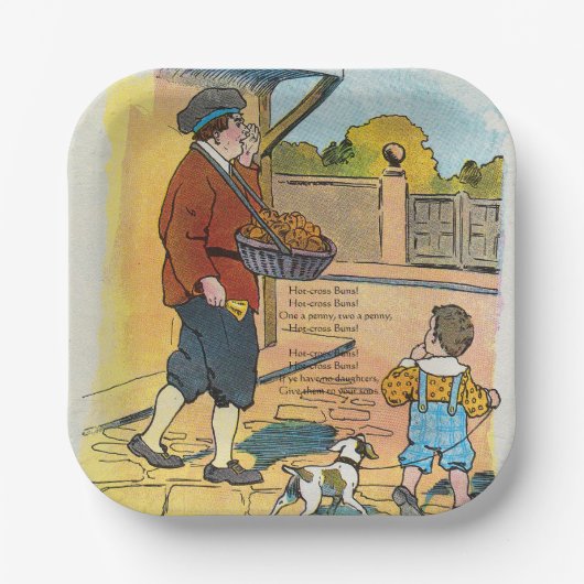 Hot-Cross-Buns, Mother Gans Kinderzimmer Rhyme Pic Pappteller (Vorderseite)