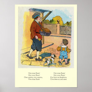 Hot-Cross-Buns, Mother Gans Kinderzimmer Rhyme Pic Poster