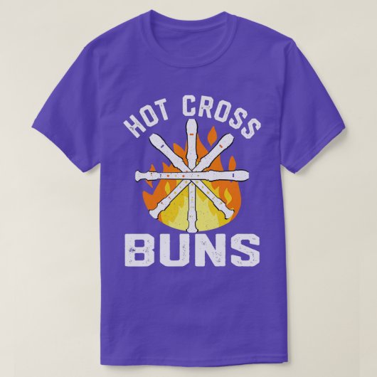 Hot Cross Buns Recorder Frauenmuster für Vater Vin T-Shirt (Design vorne)