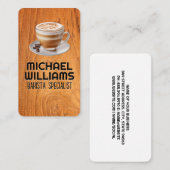 Hot Cup of Coffee | Wood Table Visitenkarte (Vorne/Hinten)
