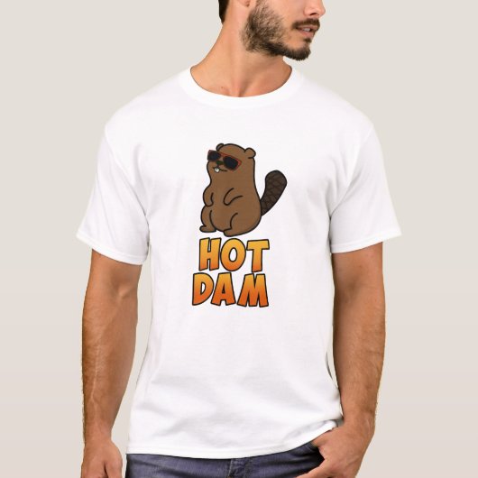 Hot Dam Funny Cool Beaver Pub T-Shirt (Vorderseite)