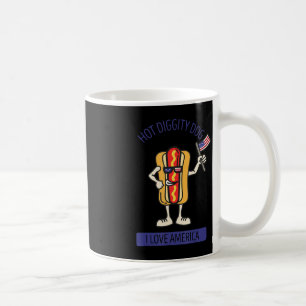 Hot Diggity Dog 4. Juli Patriotische GRILLEN Picni Kaffeetasse