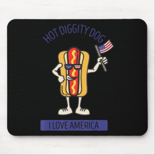 Hot Diggity Dog 4. Juli Patriotische GRILLEN Picni Mousepad