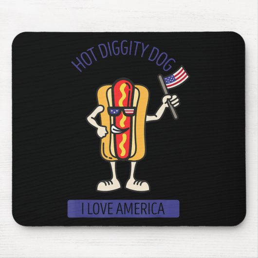 Hot Diggity Dog 4. Juli Patriotische GRILLEN Picni Mousepad (Vorne)
