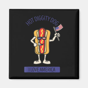 Hot Diggity Dog 4. Juli Patriotischer BBQ-Picknick Magnet