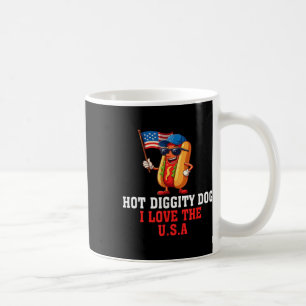 Hot Diggity Hund I Liebe USA Flag Hotdog 4. Kaffeetasse