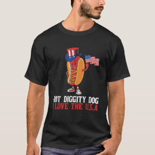 Hot Diggity Hund I Liebe USA glücklich 4. Juli H T-Shirt