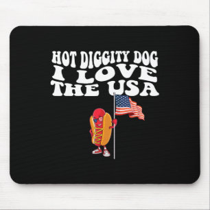 Hot Diggity Hund US amerikanische Flagge 4. Juli 4 Mousepad