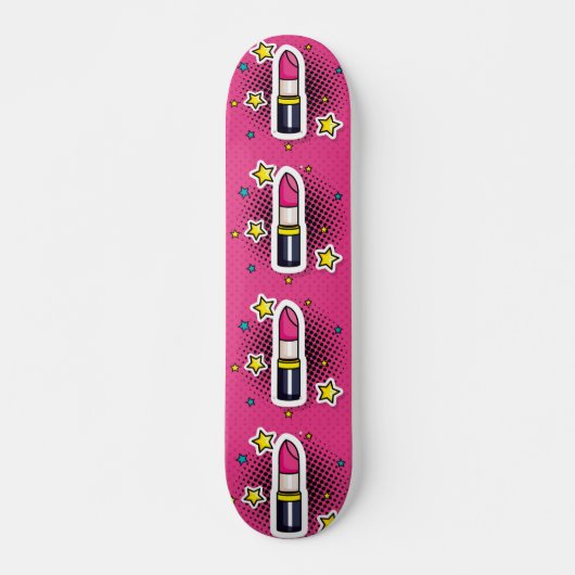 Hot Diva Girl Pop Art Lipstick Skateboard Deck (Vorne)