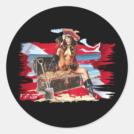 Hot Dive Babes in Bikini Runder Aufkleber (Vorderseite)