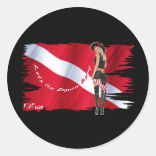 Hot Dive Babes in Bikini Runder Aufkleber