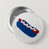 Hot Dog 4. Juli Glitzer Button (Vorne & Hinten)