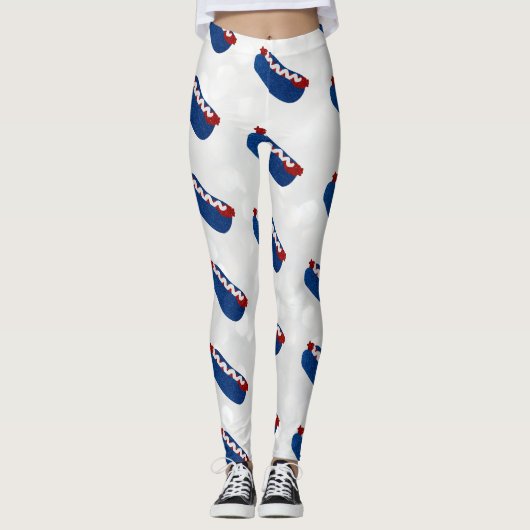 Hot Dog 4. Juli Glitzer Leggings (Vorderseite)