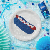 Hot Dog 4. Juli Glitzer Pappteller (Party)