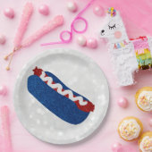 Hot Dog 4. Juli Glitzer Pappteller (Party)