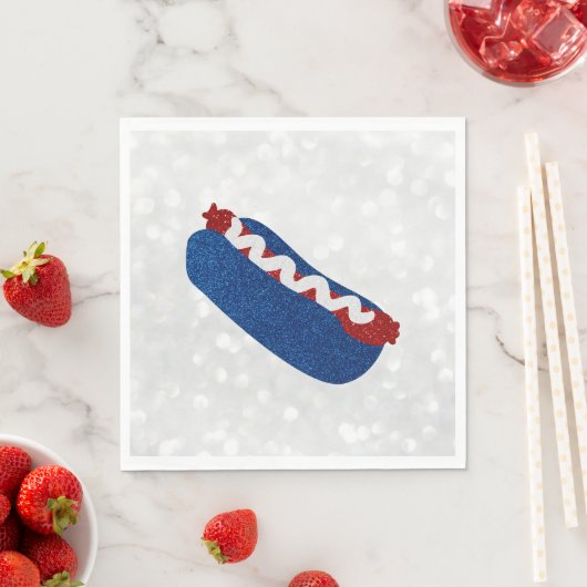Hot Dog 4. Juli Glitzer Serviette (Beispiel)