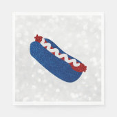 Hot Dog 4. Juli Glitzer Serviette (Vorderseite)