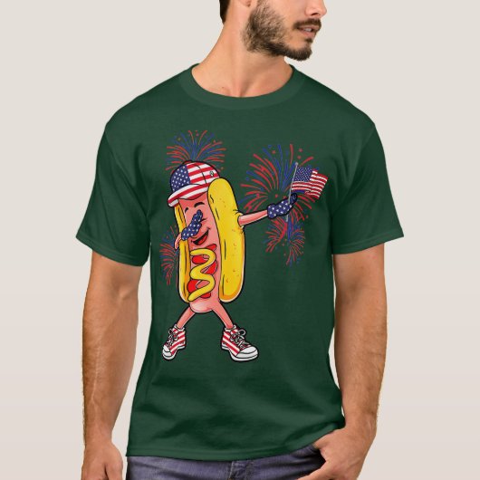 Hot Dog 4. Juli Hotdog Merica USA T-Shirt (Vorderseite)