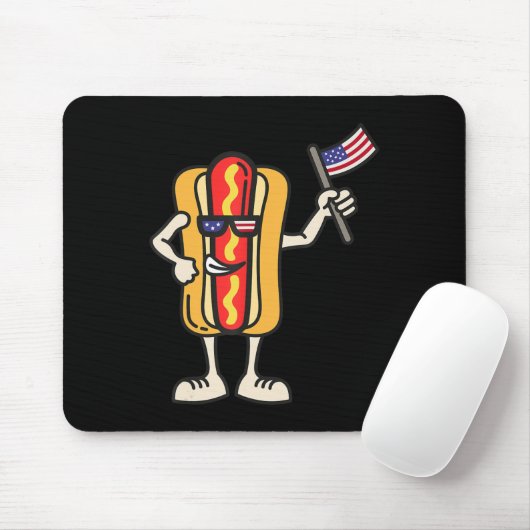 Hot Dog American Flag 4. Juli Patriotische GRILLEN Mousepad (Mit Mouse)