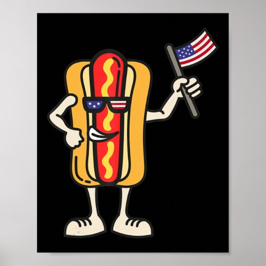 Hot Dog American Flag 4. Juli Patriotische GRILLEN Poster (Vorne)