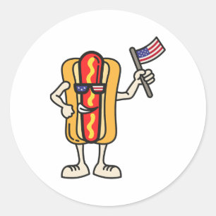 Hot Dog American Flag 4. Juli Patriotische Grillen Runder Aufkleber