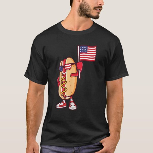 Hot Dog American Flag July 4th Patriotic Summer US T-Shirt (Vorderseite)