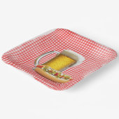 Hot Dog and Beer On Gingham Pappteller (Gewinkelt)