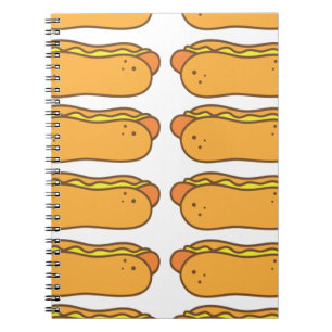 Hot Dog auf einem Bug Notizblock