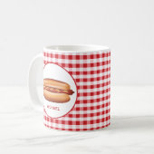 Hot Dog auf Red Gingham mit benutzerdefiniertem Te Kaffeetasse (Vorderseite Links)